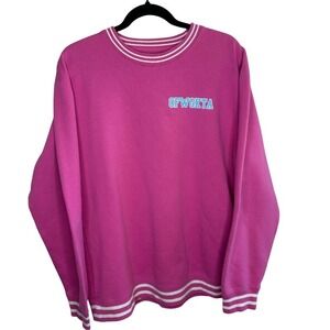 Odd Future OFWGKTA Pink Logo‎ Crewneck Sweatshirt Striped Trim XL Womens RARE